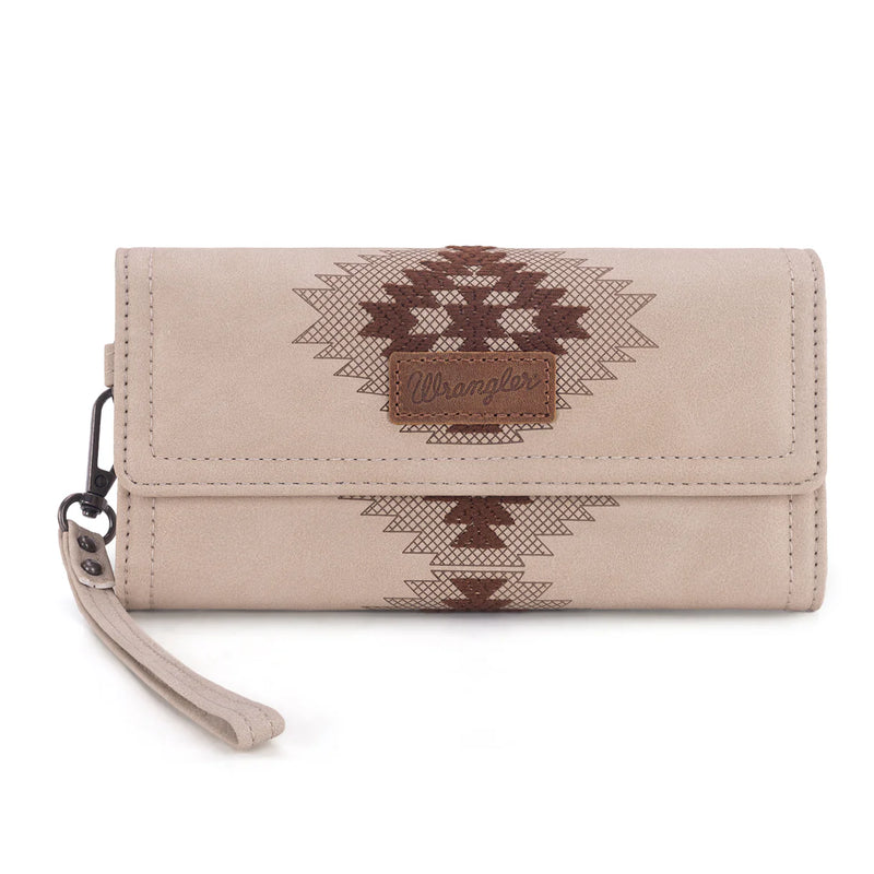Load image into Gallery viewer, WG218-W068BG - Wrangler Aztec Embroidered Wallet/Wristlet - Beige
