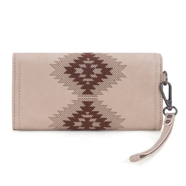 Load image into Gallery viewer, WG218-W068BG - Wrangler Aztec Embroidered Wallet/Wristlet - Beige
