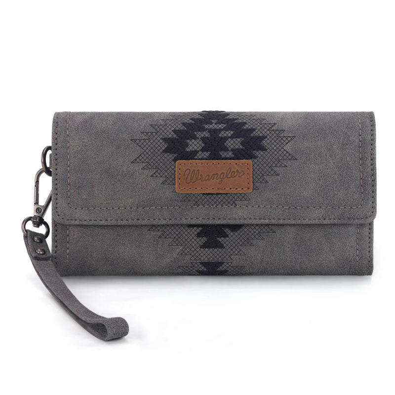 Load image into Gallery viewer, WG218-W068BK - Wrangler Aztec Embroidered Wallet/Wristlet - Black

