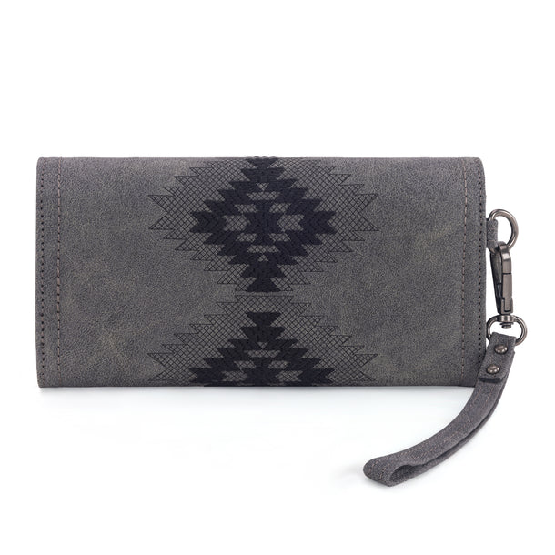 Load image into Gallery viewer, WG218-W068BK - Wrangler Aztec Embroidered Wallet/Wristlet - Black
