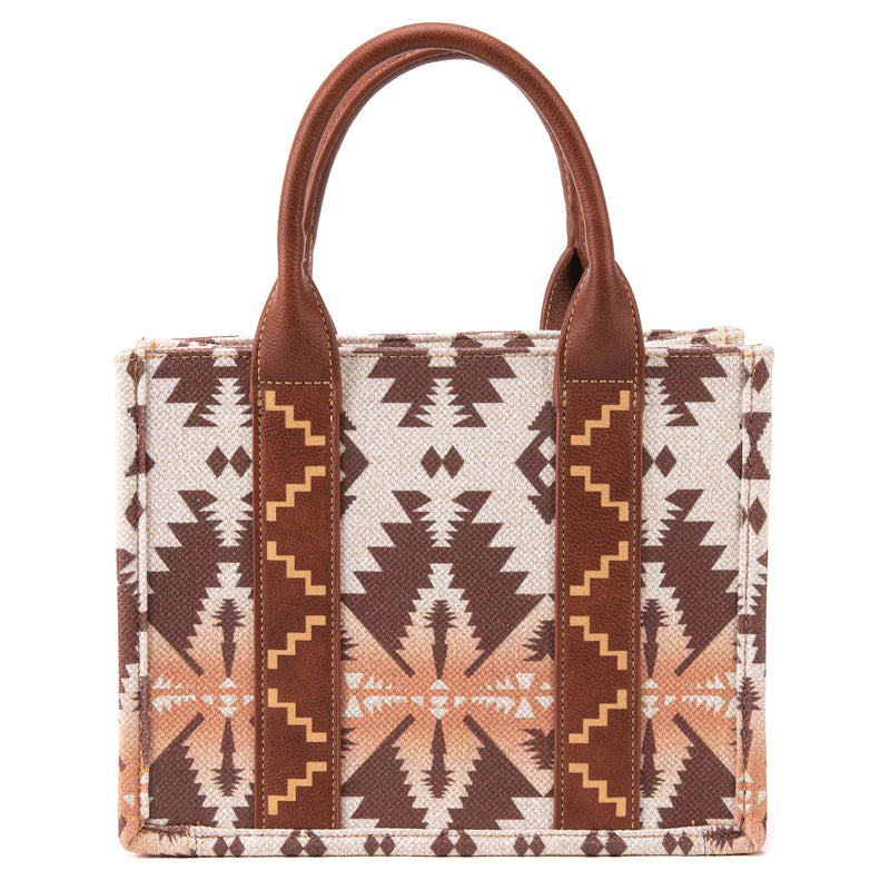 Load image into Gallery viewer, WG2203-8120SLCF - Wrangler Southwestern Print Small Canvas Tote/Crossbody - Light Coffee
