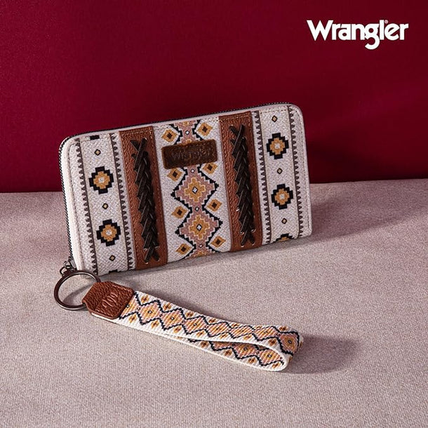 Load image into Gallery viewer, WG2202-W006CF - Wrangler Southwestern Art Print Wallet - Coffee
