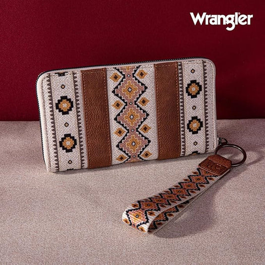 WG2202-W006CF - Wrangler Southwestern Art Print Wallet - Coffee