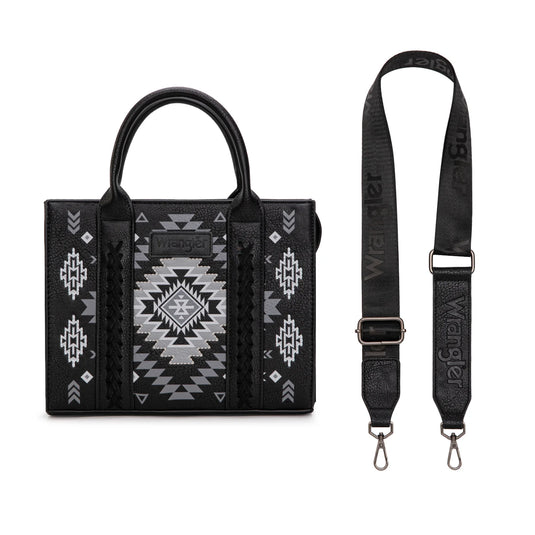 WG2206-8120SBK - Wrangler Aztec Pattern Print -Tote/Crossbody - Black
