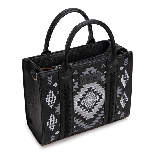 WG2206-8120SBK - Wrangler Aztec Pattern Print -Tote/Crossbody - Black