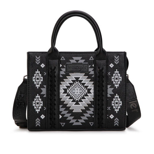 WG2206-8120SBK - Wrangler Aztec Pattern Print -Tote/Crossbody - Black
