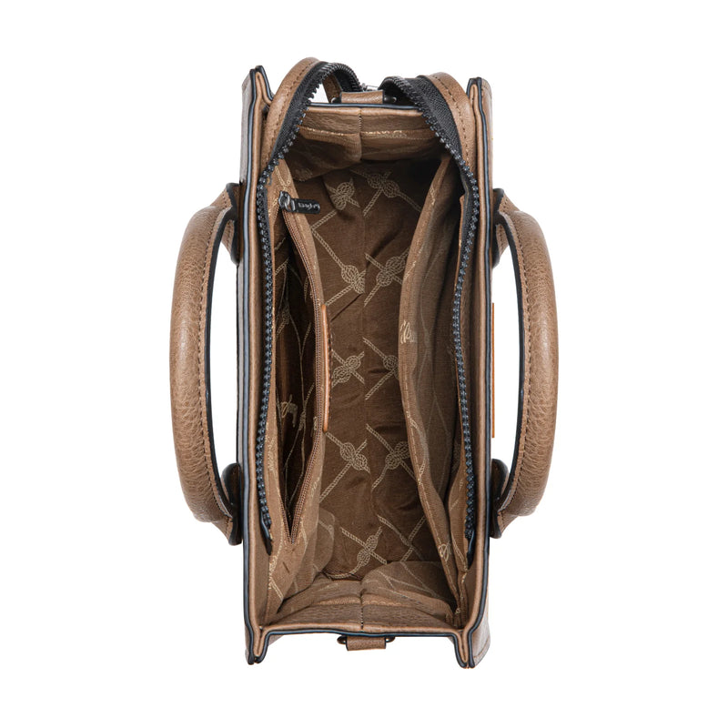 Load image into Gallery viewer, WG2206-8120SDKH - Wrangler Aztec Pattern Print -Tote/Crossbody - Dark Khaki
