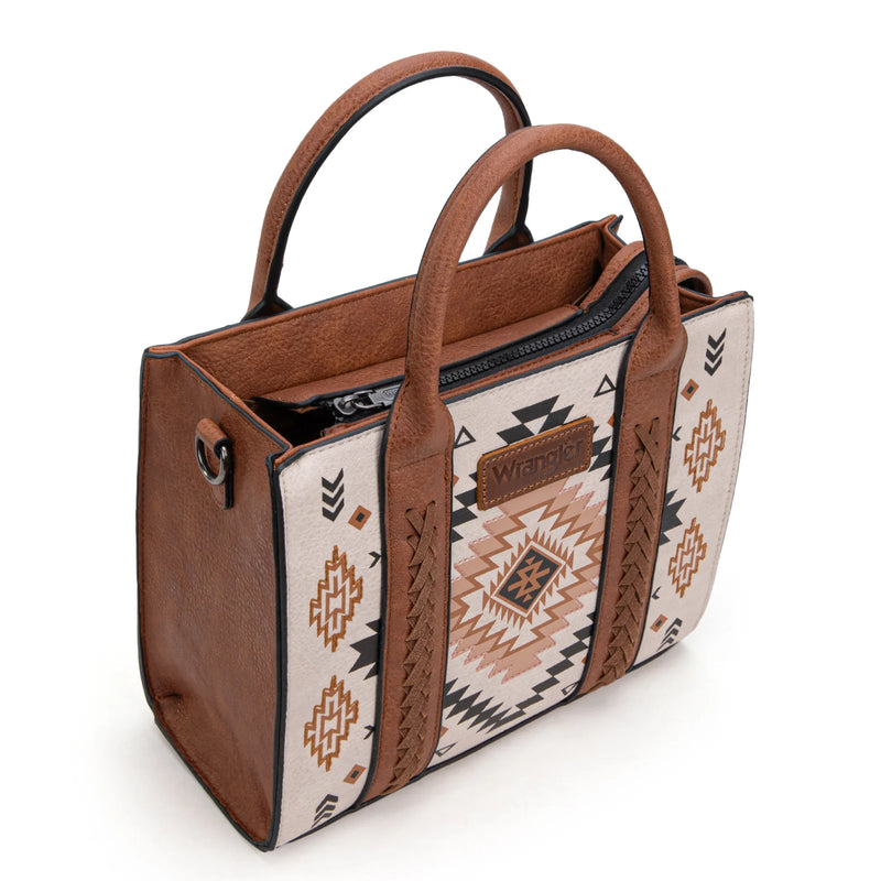 Load image into Gallery viewer, WG2206-8120STN - Wrangler Aztec Pattern Print -Tote/Crossbody - Tan
