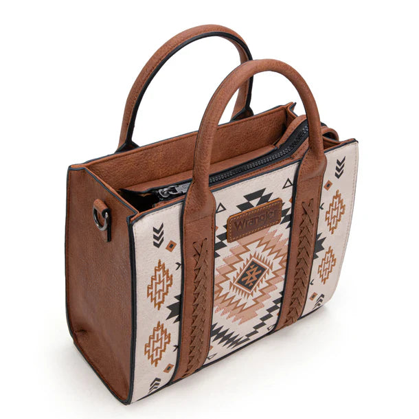 Load image into Gallery viewer, WG2206-81202STN - Wrangler Aztec Pattern Print -Tote/Crossbody -Tan
