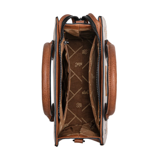 WG2206-8120STN - Wrangler Aztec Pattern Print -Tote/Crossbody - Tan