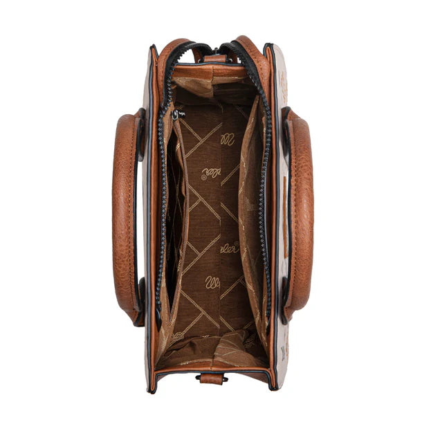 Load image into Gallery viewer, WG2206-81202STN - Wrangler Aztec Pattern Print -Tote/Crossbody -Tan
