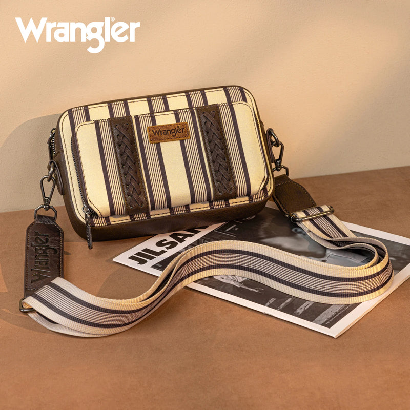 Load image into Gallery viewer, WG2207-3006CF - Wrangler Stripe Printed Crossbody Purse W/ Wallet Compartment
