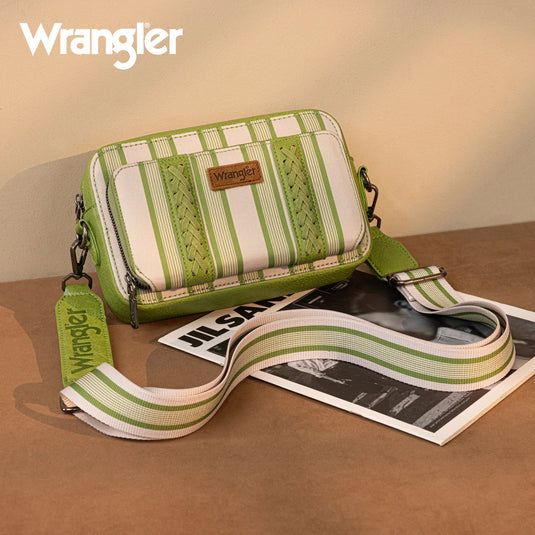 WG2207-3006GN - Wrangler Stripe Printed Crossbody Purse W/ Wallet Compartment
