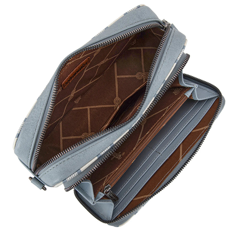 Load image into Gallery viewer, WG2207-3006JN - Wrangler Stripe Printed Crossbody Purse W/ Wallet Compartment
