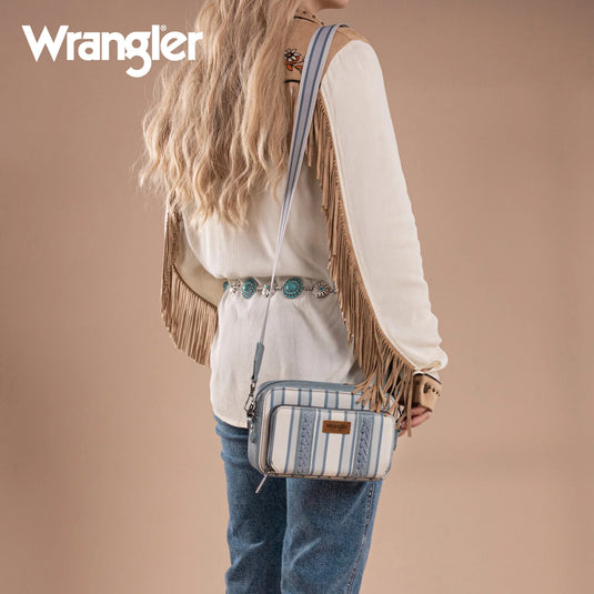 WG2207-3006JN - Wrangler Stripe Printed Crossbody Purse W/ Wallet Compartment
