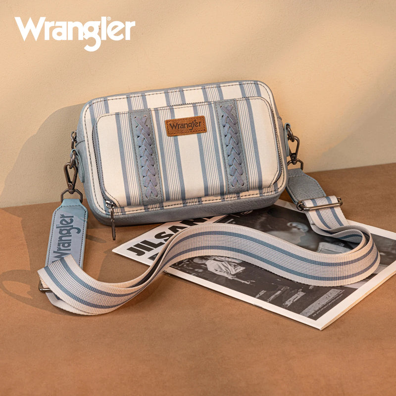 Load image into Gallery viewer, WG2207-3006JN - Wrangler Stripe Printed Crossbody Purse W/ Wallet Compartment

