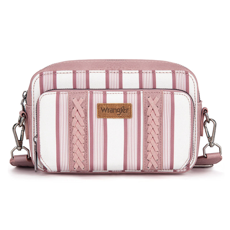 Load image into Gallery viewer, WG2207-3006PK - Wrangler Stripe Printed Crossbody Purse W/ Wallet Compartment

