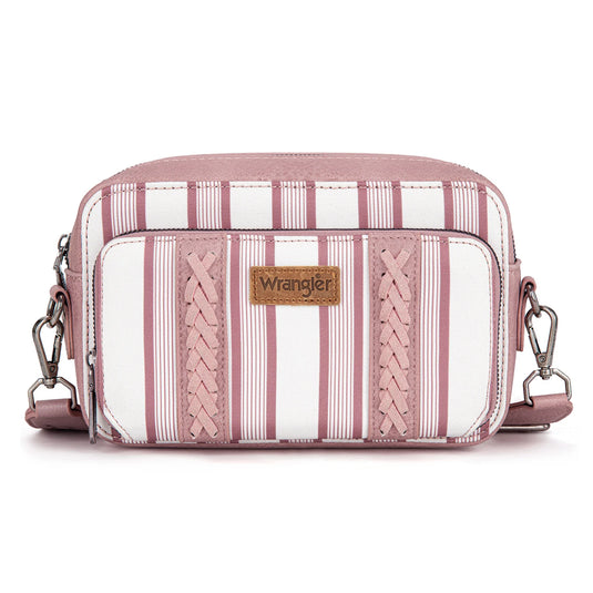WG2207-3006PK - Wrangler Stripe Printed Crossbody Purse W/ Wallet Compartment