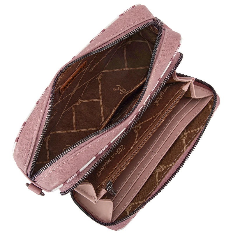 Load image into Gallery viewer, WG2207-3006PK - Wrangler Stripe Printed Crossbody Purse W/ Wallet Compartment
