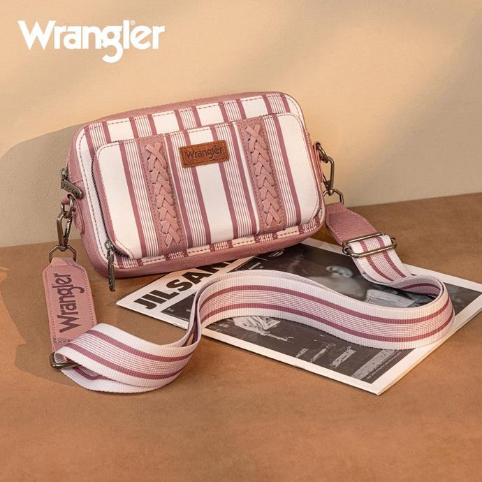WG2207-3006PK - Wrangler Stripe Printed Crossbody Purse W/ Wallet Compartment
