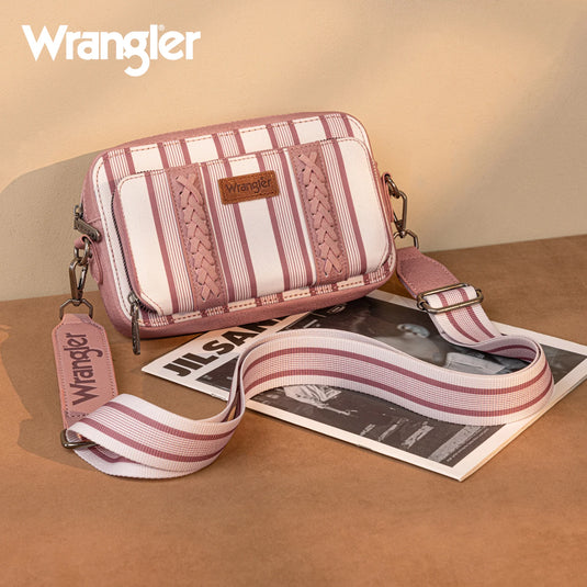 WG2207-3006PK - Wrangler Stripe Printed Crossbody Purse W/ Wallet Compartment