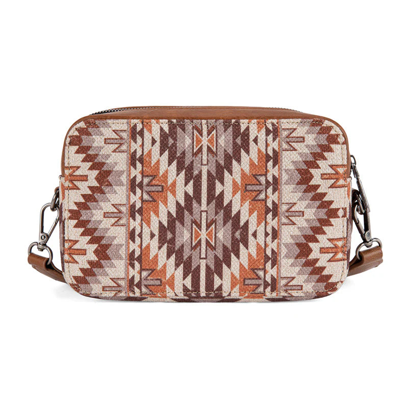 Load image into Gallery viewer, WG2207-3006BR - Wrangler Stripe Printed Crossbody Purse W/ Wallet Compartment
