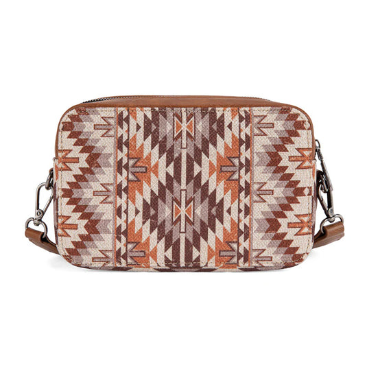 WG2207-3006BR - Wrangler Stripe Printed Crossbody Purse W/ Wallet Compartment