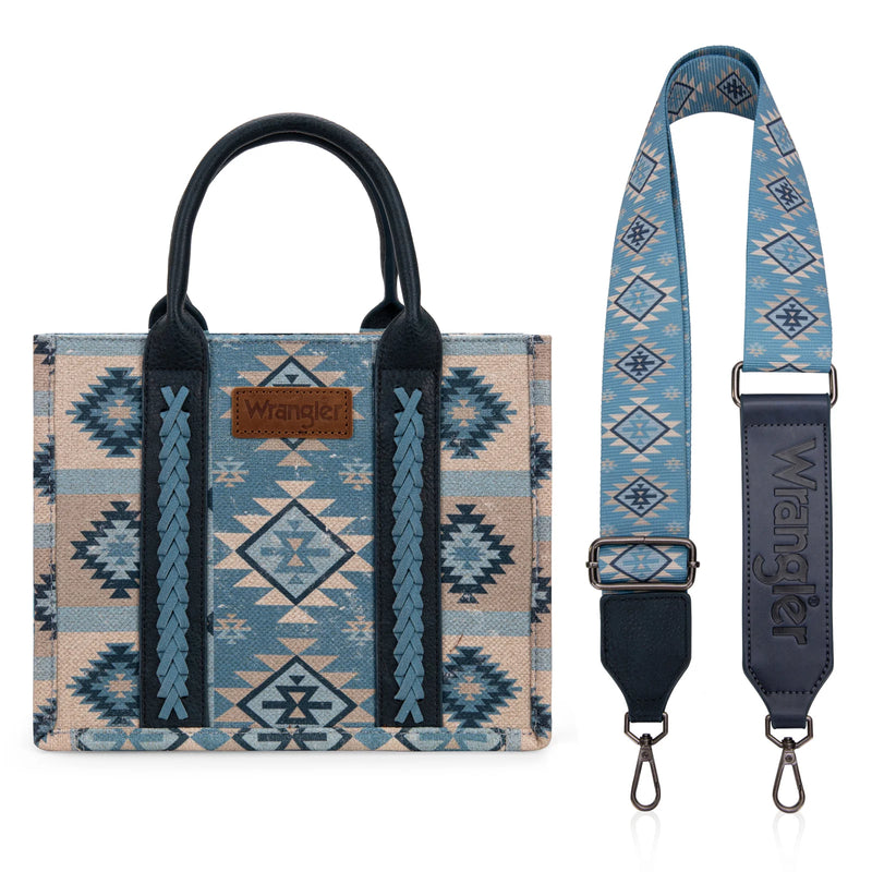 Load image into Gallery viewer, WG2209-8120SJN - Wrangler Aztec Pattern Dual Sided Print -Tote/Crossbody -Jean
