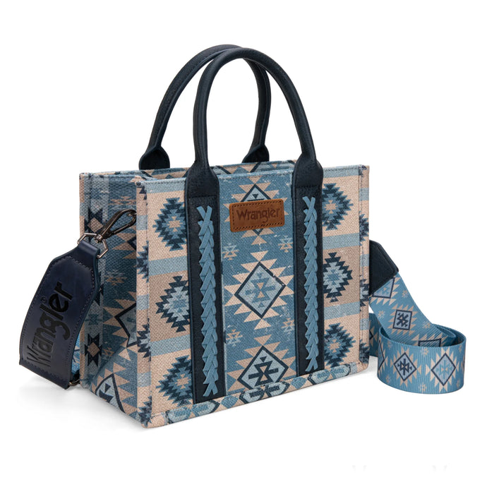 WG2209-8120SJN - Wrangler Aztec Pattern Dual Sided Print -Tote/Crossbody -Jean