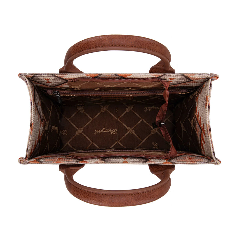 Load image into Gallery viewer, WG2209-8120STN - Wrangler Aztec Pattern Dual Sided Print -Tote/Crossbody -Tan
