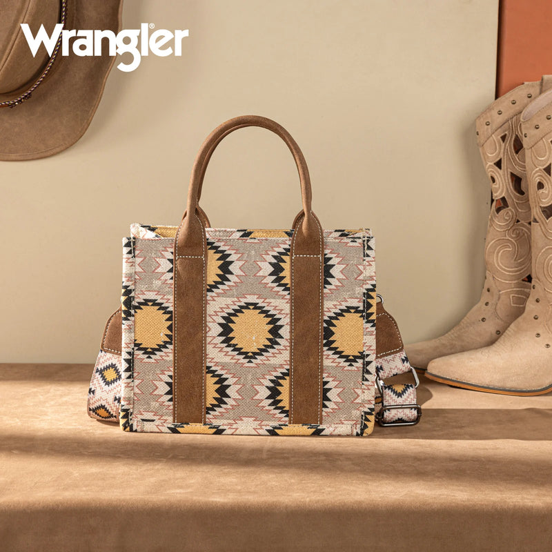 Load image into Gallery viewer, WG221-8120BG - Wrangler Aztec Distressed Print Dual Sided Print -Tote/Crossbody
