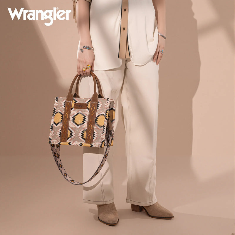 Load image into Gallery viewer, WG221-8120BG - Wrangler Aztec Distressed Print Dual Sided Print -Tote/Crossbody
