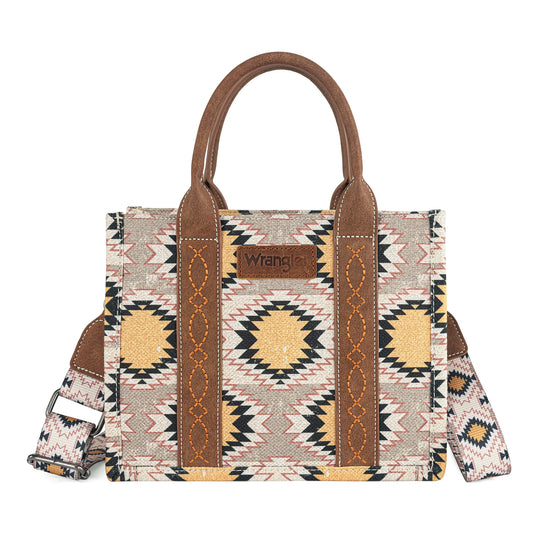 WG221-8120BG - Wrangler Aztec Distressed Print Dual Sided Print -Tote/Crossbody