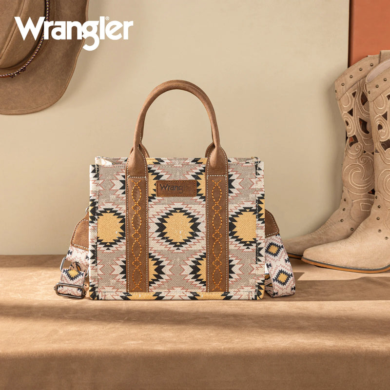 Load image into Gallery viewer, WG221-8120BG - Wrangler Aztec Distressed Print Dual Sided Print -Tote/Crossbody
