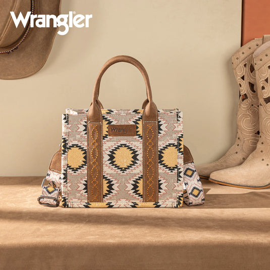 WG221-8120BG - Wrangler Aztec Distressed Print Dual Sided Print -Tote/Crossbody