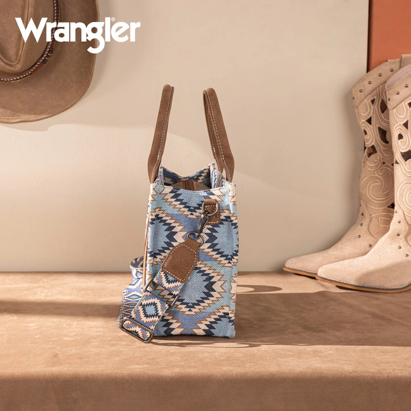Load image into Gallery viewer, WG221-8120JN - Wrangler Aztec Distressed Print Dual Sided Print -Tote/Crossbody
