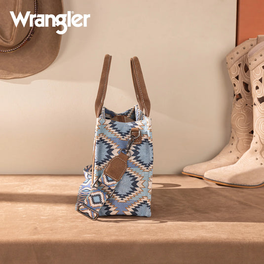 WG221-8120JN - Wrangler Aztec Distressed Print Dual Sided Print -Tote/Crossbody