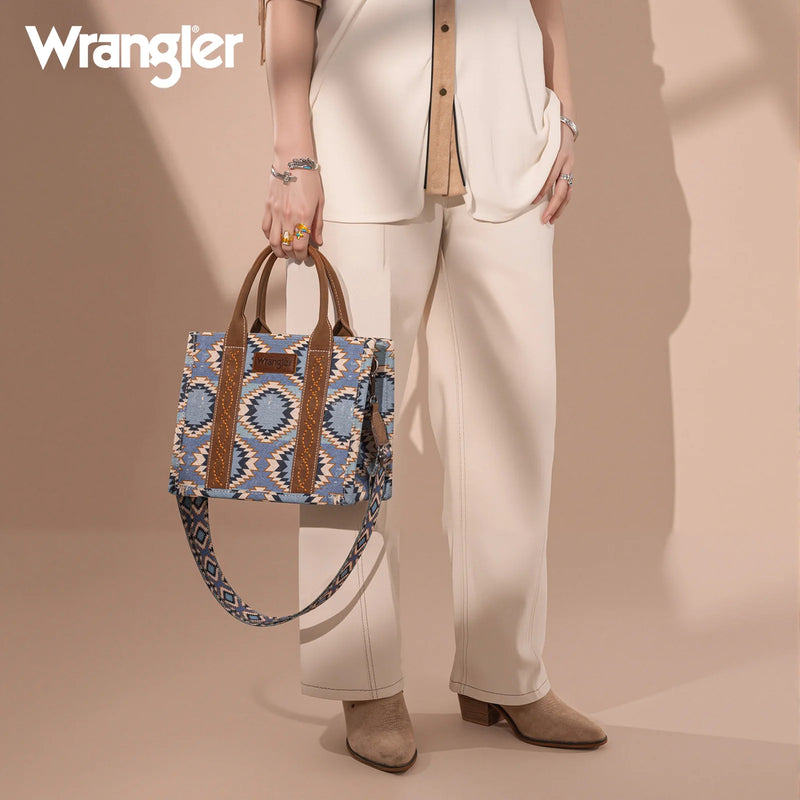 Load image into Gallery viewer, WG221-8120JN - Wrangler Aztec Distressed Print Dual Sided Print -Tote/Crossbody
