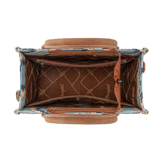 WG221-8120JN - Wrangler Aztec Distressed Print Dual Sided Print -Tote/Crossbody