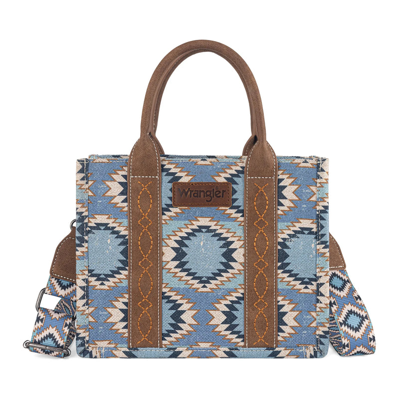Load image into Gallery viewer, WG221-8120JN - Wrangler Aztec Distressed Print Dual Sided Print -Tote/Crossbody
