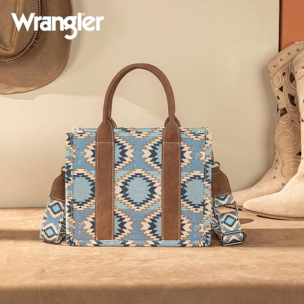 Load image into Gallery viewer, WG221-8120JN - Wrangler Aztec Distressed Print Dual Sided Print -Tote/Crossbody
