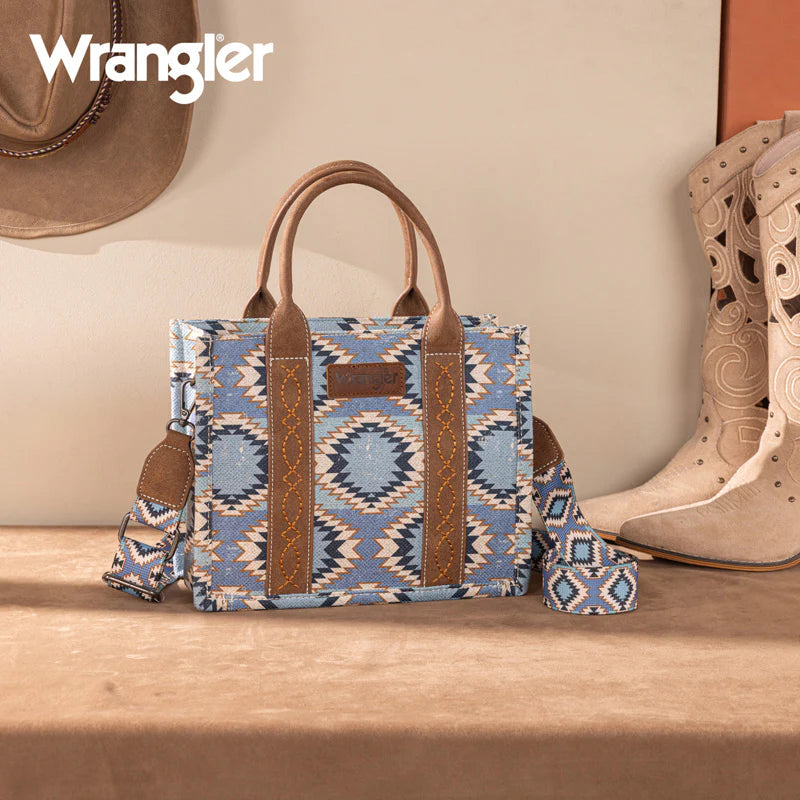 Load image into Gallery viewer, WG221-8120JN - Wrangler Aztec Distressed Print Dual Sided Print -Tote/Crossbody

