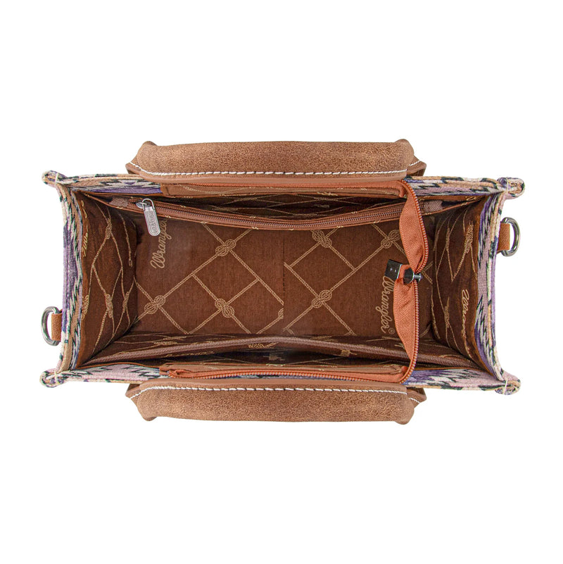 Load image into Gallery viewer, WG221-8120PP - Wrangler Aztec Distressed Print Dual Sided Print -Tote/Crossbody -Purple
