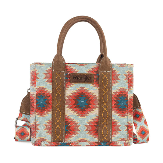 WG221-8120RD - Wrangler Aztec Distressed Print Dual Sided Print -Tote/Crossbody