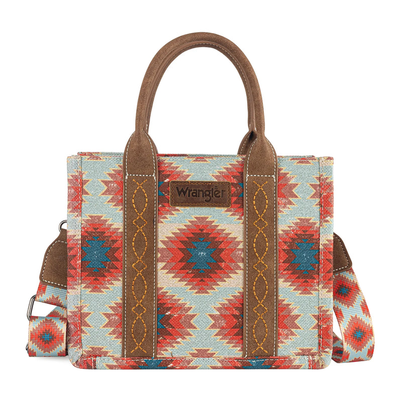Load image into Gallery viewer, WG221-8120RD - Wrangler Aztec Distressed Print Dual Sided Print -Tote/Crossbody
