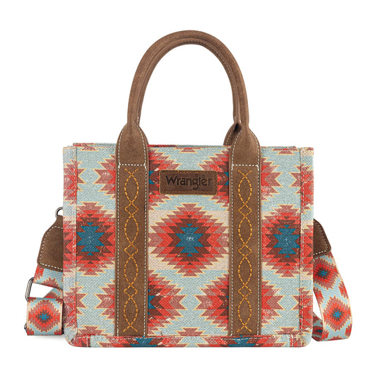 WG221-8120RD - Wrangler Aztec Distressed Print Dual Sided Print -Tote/Crossbody