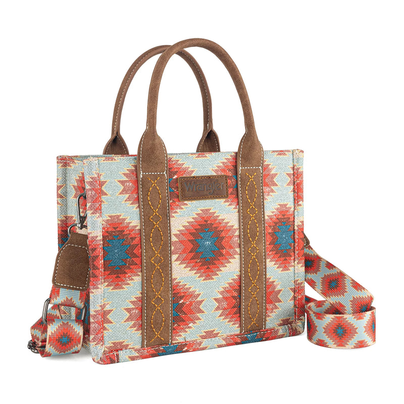Load image into Gallery viewer, WG221-8120RD - Wrangler Aztec Distressed Print Dual Sided Print -Tote/Crossbody
