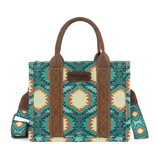 WG221-8120TQ - Wrangler Aztec Distressed Print Dual Sided Print -Tote/Crossbody