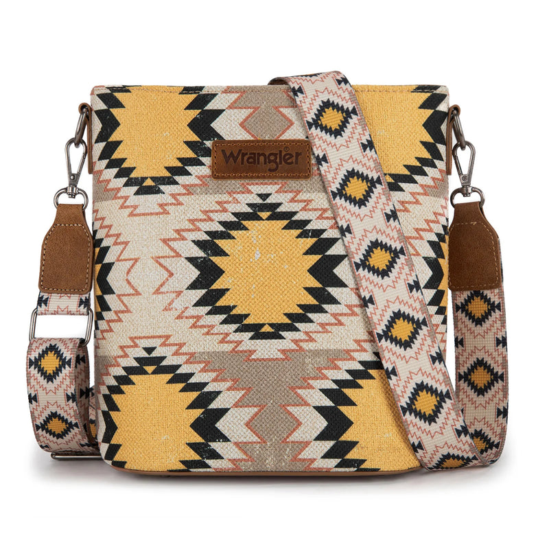 Load image into Gallery viewer, WG221-8360BG - Wrangler Aztec Distressed Print Dual Sided Print Crossbody
