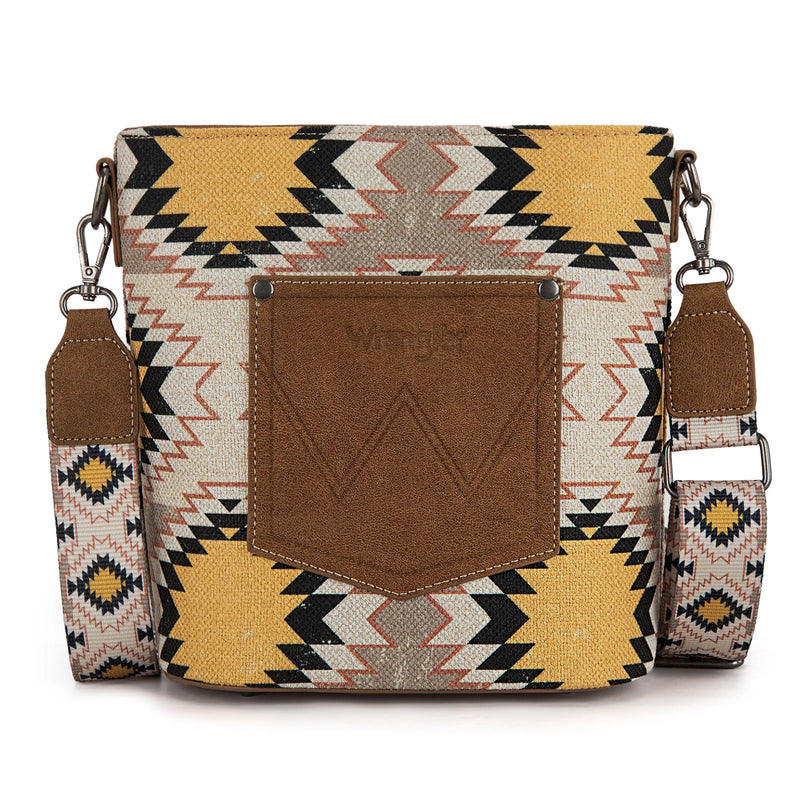 Load image into Gallery viewer, WG221-8360BG - Wrangler Aztec Distressed Print Dual Sided Print Crossbody

